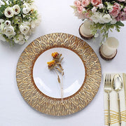 6 Plastic 13" Round Charger Plates with Embossed Peacock Pattern