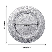6 Plastic 13" Round Charger Plates with Embossed Peacock Pattern