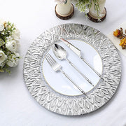 6 Plastic 13" Round Charger Plates with Embossed Peacock Pattern