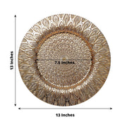 6 Plastic 13" Round Charger Plates with Embossed Peacock Pattern