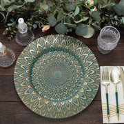 6 Plastic 13" Round Charger Plates with Embossed Peacock Pattern