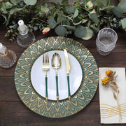 6 Plastic 13" Round Charger Plates with Embossed Peacock Pattern