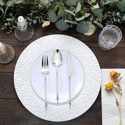 6 Plastic 13" Round Charger Plates with Embossed Peacock Pattern