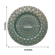 6 Plastic 13" Round Charger Plates with Embossed Peacock Pattern