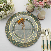 6 Plastic 13" Round Charger Plates with Embossed Peacock Pattern