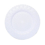 6 Plastic 13" Round Charger Plates with Embossed Peacock Pattern CHRG_PLST0018_WHT