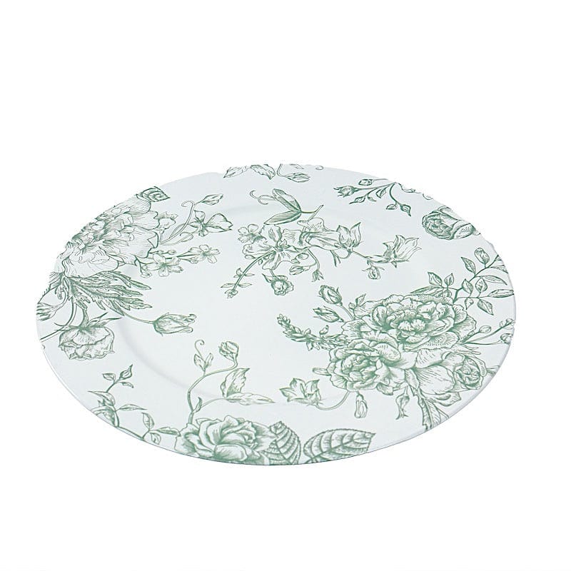 6 Plastic 13" Round Charger Plates with Floral Pattern