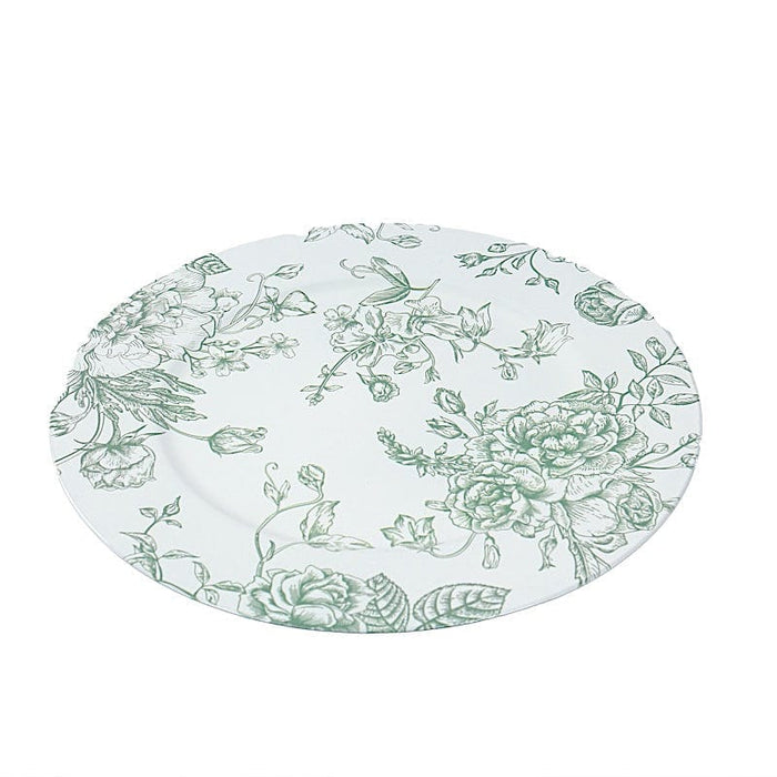 6 Plastic 13" Round Charger Plates with Floral Pattern
