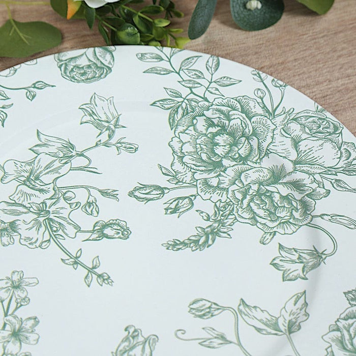 6 Plastic 13" Round Charger Plates with Floral Pattern