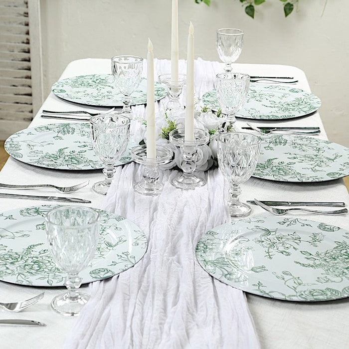 6 Plastic 13" Round Charger Plates with Floral Pattern