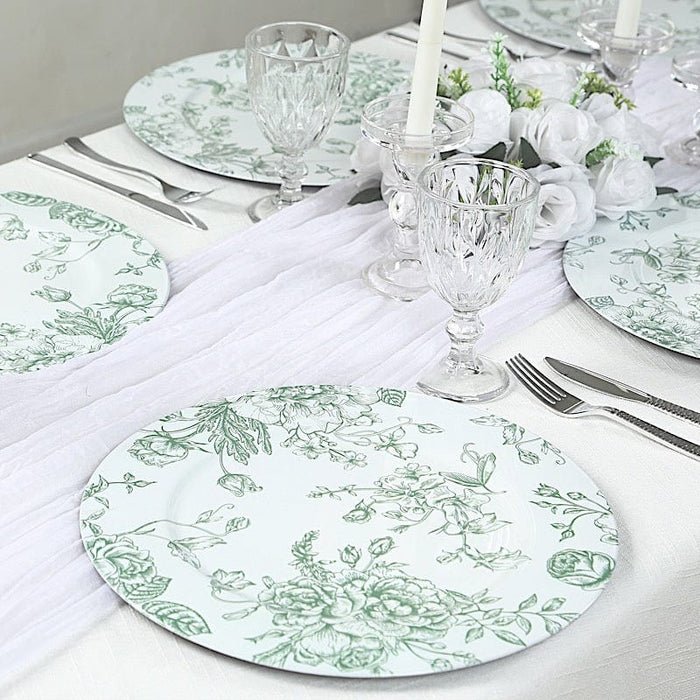 6 Plastic 13" Round Charger Plates with Floral Pattern