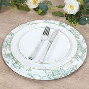 6 Plastic 13" Round Charger Plates with Floral Pattern