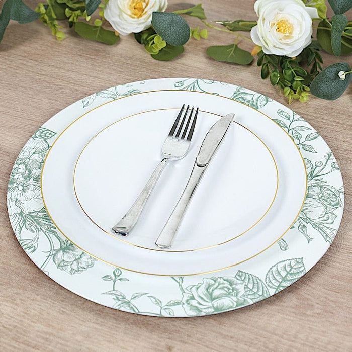 6 Plastic 13" Round Charger Plates with Floral Pattern