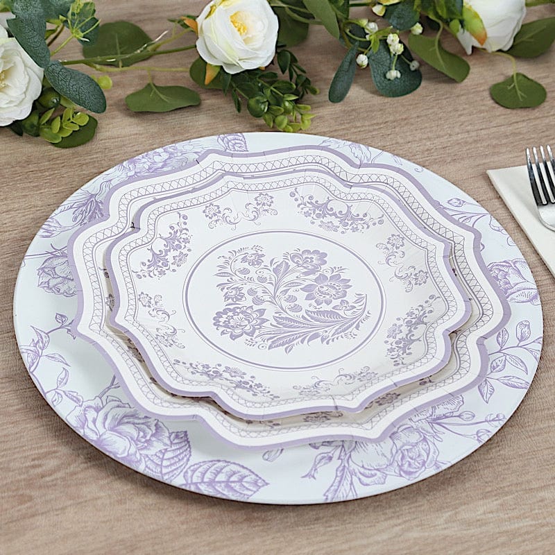 6 Plastic 13" Round Charger Plates with Floral Pattern