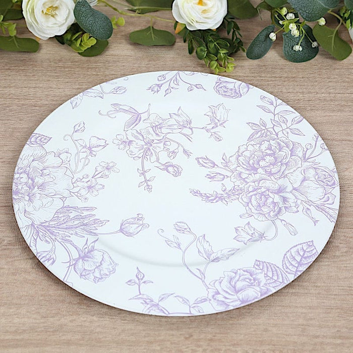 6 Plastic 13" Round Charger Plates with Floral Pattern