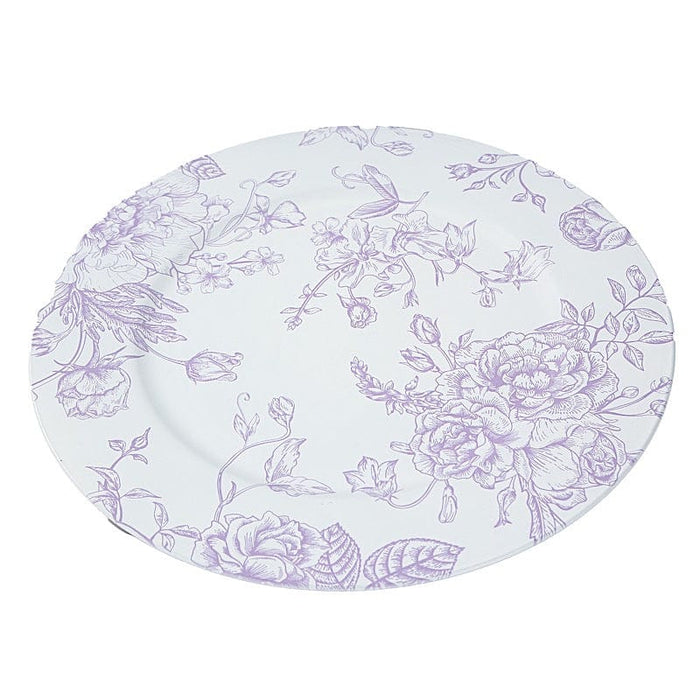 6 Plastic 13" Round Charger Plates with Floral Pattern
