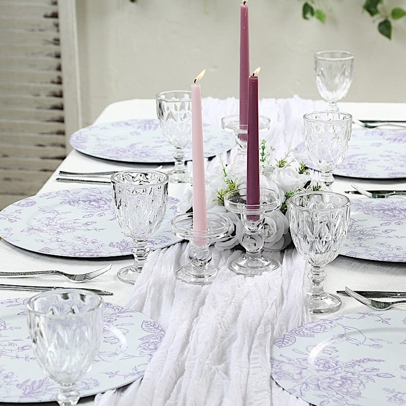 6 Plastic 13" Round Charger Plates with Floral Pattern