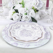 6 Plastic 13" Round Charger Plates with Floral Pattern