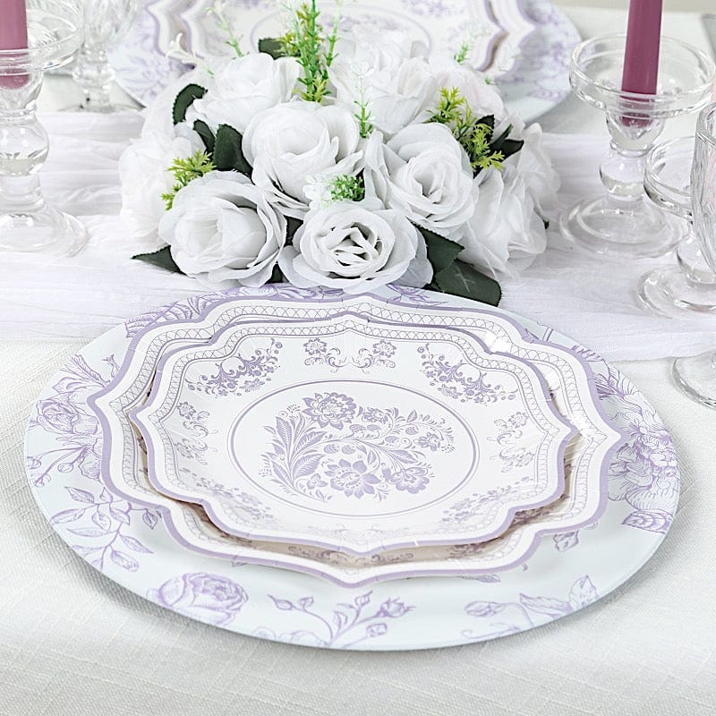 6 Plastic 13" Round Charger Plates with Floral Pattern