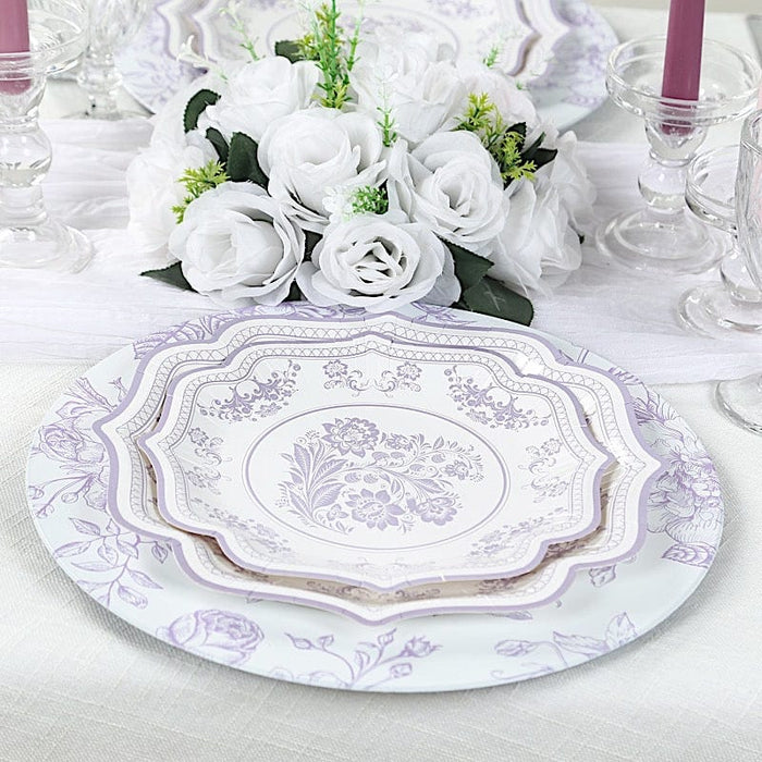 6 Plastic 13" Round Charger Plates with Floral Pattern