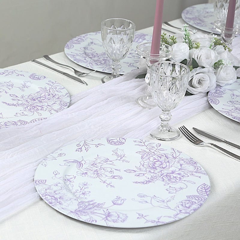 6 Plastic 13" Round Charger Plates with Floral Pattern