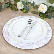 6 Plastic 13" Round Charger Plates with Floral Pattern