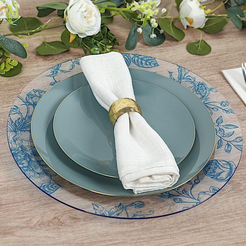 6 Plastic 13" Round Charger Plates with Floral Pattern