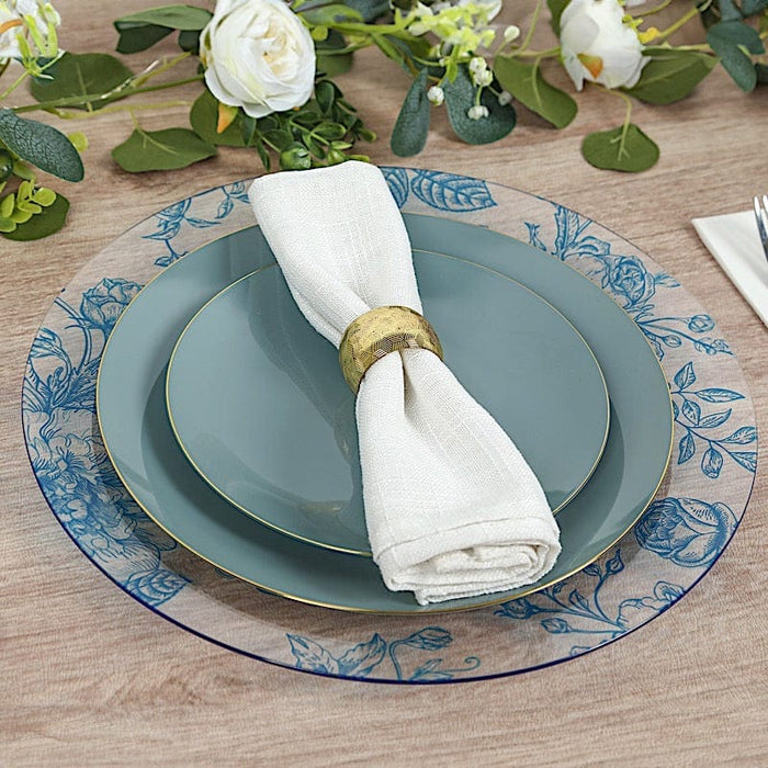 6 Plastic 13" Round Charger Plates with Floral Pattern