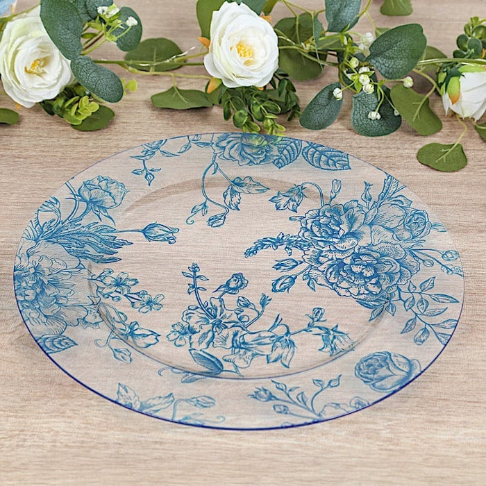 6 Plastic 13" Round Charger Plates with Floral Pattern