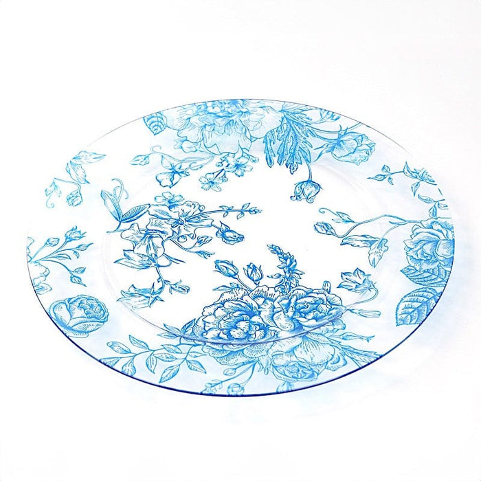 6 Plastic 13" Round Charger Plates with Floral Pattern