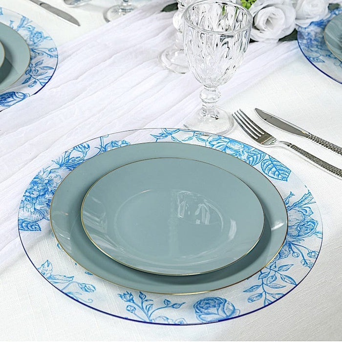 6 Plastic 13" Round Charger Plates with Floral Pattern