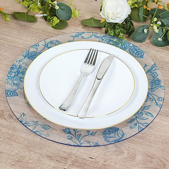 6 Plastic 13" Round Charger Plates with Floral Pattern