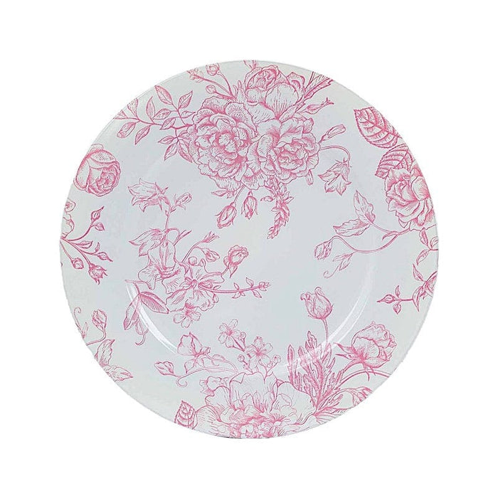 6 Plastic 13" Round Charger Plates with Floral Pattern CHRG_PLST0023_PINK