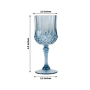6 Plastic 8 oz Crystal Cut Goblets Wine Glasses - Disposable Tableware