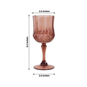 6 Plastic 8 oz Crystal Cut Goblets Wine Glasses - Disposable Tableware