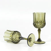 6 Plastic 8 oz Crystal Cut Goblets Wine Glasses - Disposable Tableware