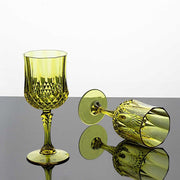 6 Plastic 8 oz Crystal Cut Goblets Wine Glasses - Disposable Tableware
