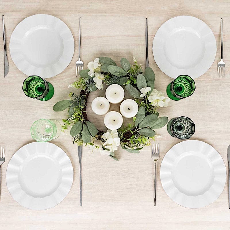 6 Plastic 8 oz Crystal Cut Goblets Wine Glasses - Disposable Tableware