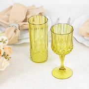 6 Plastic 8 oz Crystal Cut Goblets Wine Glasses - Disposable Tableware