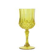6 Plastic 8 oz Crystal Cut Goblets Wine Glasses - Disposable Tableware