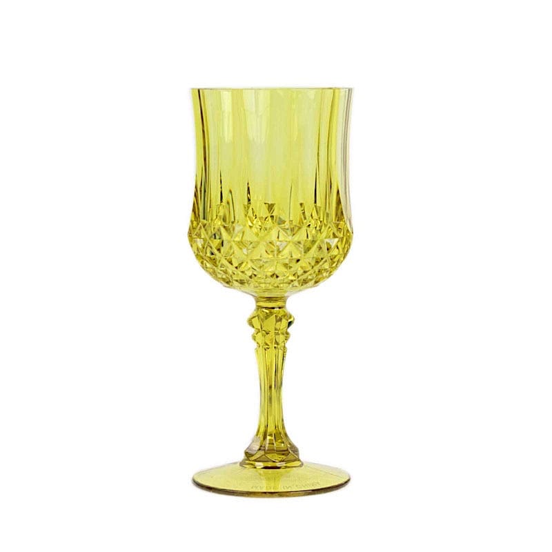 6 Plastic 8 oz Crystal Cut Goblets Wine Glasses - Disposable Tableware