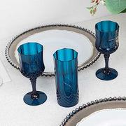 6 Plastic 8 oz Crystal Cut Goblets Wine Glasses - Disposable Tableware