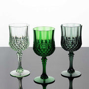 6 Plastic 8 oz Crystal Cut Goblets Wine Glasses - Disposable Tableware