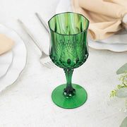 6 Plastic 8 oz Crystal Cut Goblets Wine Glasses - Disposable Tableware