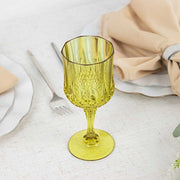 6 Plastic 8 oz Crystal Cut Goblets Wine Glasses - Disposable Tableware