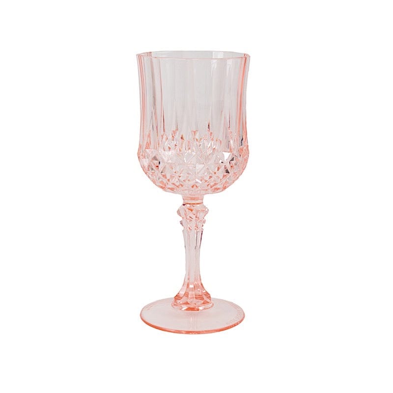6 Plastic 8 oz Crystal Cut Goblets Wine Glasses - Disposable Tableware DSP_CUWN006_8_046