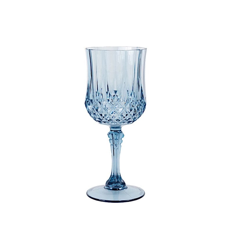 6 Plastic 8 oz Crystal Cut Goblets Wine Glasses - Disposable Tableware DSP_CUWN006_8_086