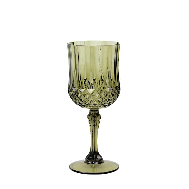 6 Plastic 8 oz Crystal Cut Goblets Wine Glasses - Disposable Tableware DSP_CUWN006_8_087