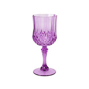 6 Plastic 8 oz Crystal Cut Goblets Wine Glasses - Disposable Tableware DSP_CUWN006_8_PURP
