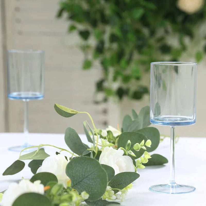 6 Plastic Cylindrical Wine Glasses with Long Stem